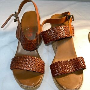 KORS Michael Kors leather and cork heeled sandals size 9.5
